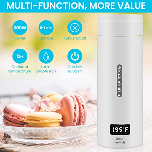 HASTHIP® Electric Kettle 0.4 Litre 300W Portable Water Bottle Hot Tea Mug Multipurpose Food Grade Fast Boil Auto Shut Off Travel LCD Smart Temperature Display 2PCS HASTHIP® Electric Kettle 0.4 Litre 300W Portable Water Bottle Hot Tea Mug Multipurpose Food Grade Fast Boil Auto Shut Off Travel LCD Smart Temperature Display 2PCS